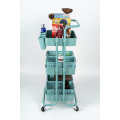 Tier Rolling Trolley ABS Basket Organizer Shelves Blue Color 3 Salon Trolley Salon Furniture Commercial Furniture Plastic Modern